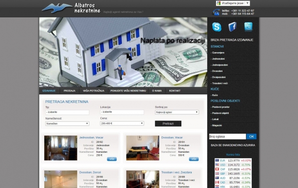 izrada sajta, cena izrade sajtaAlbatros nekretnine